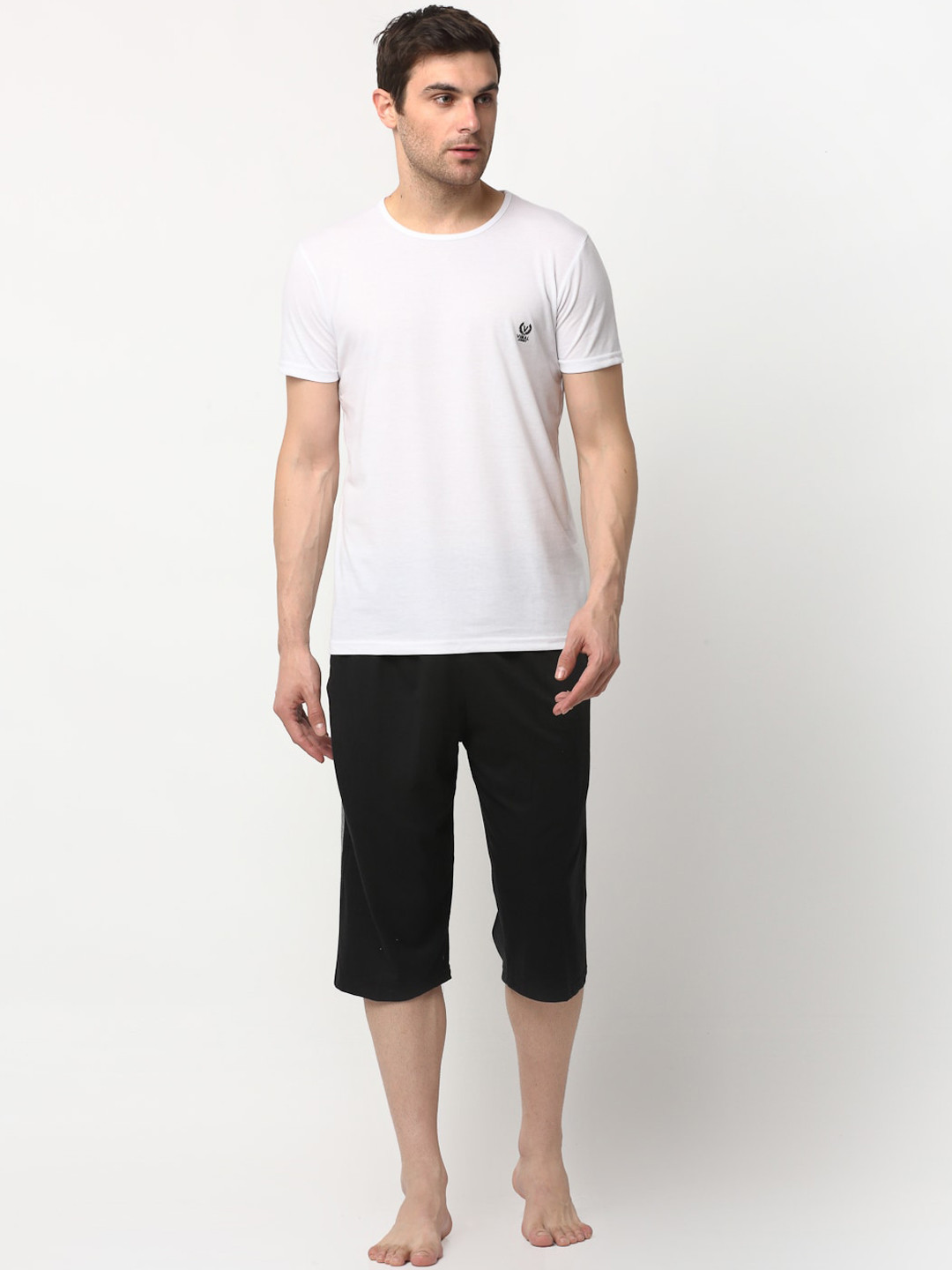 

VIMAL JONNEY Men White & Grey Pure Cotton Night Suit