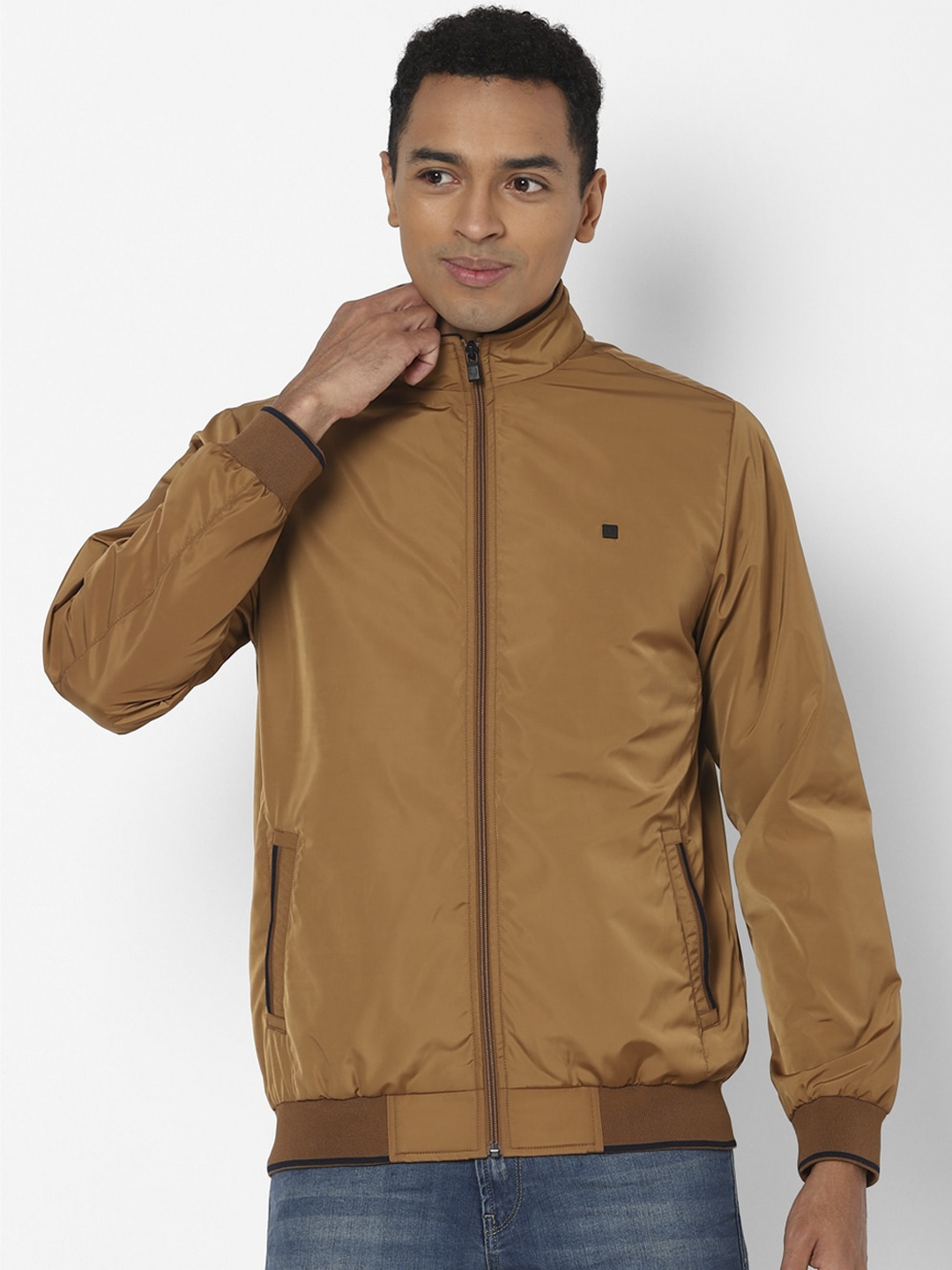 

Allen Solly Men Khaki Bomber Pure Cotton Jacket