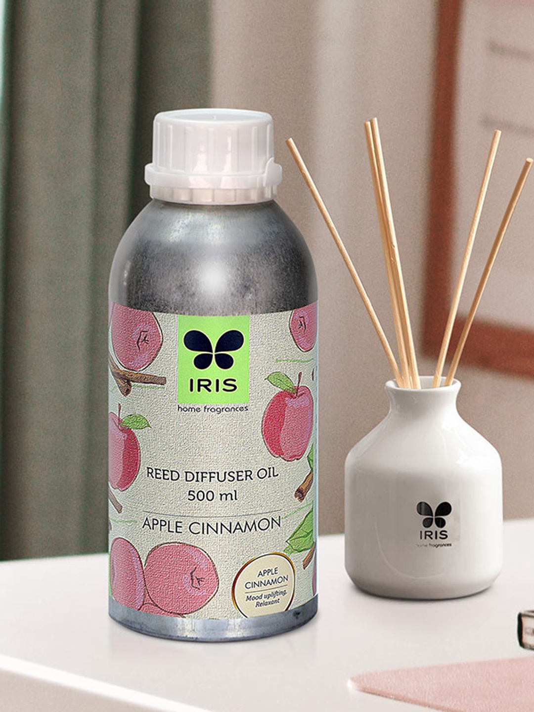 

Iris Apple-Cinnamon Reed Diffuser Oil Refill Can, Red
