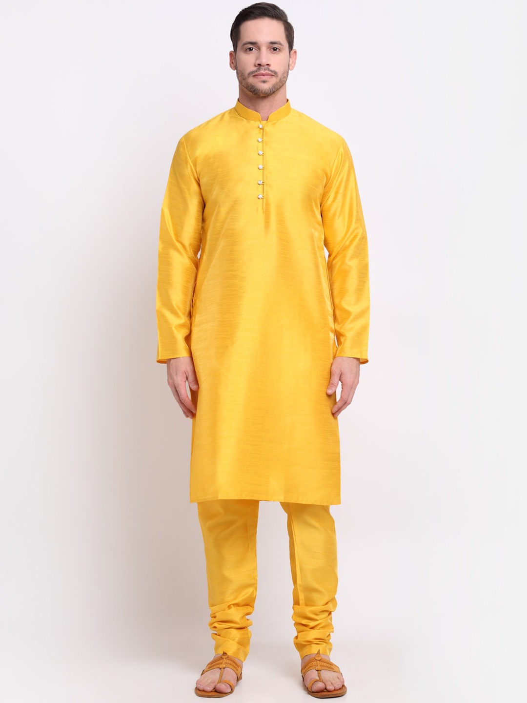 

KRAFT INDIA Men Yellow Regular Kurta with Churidar