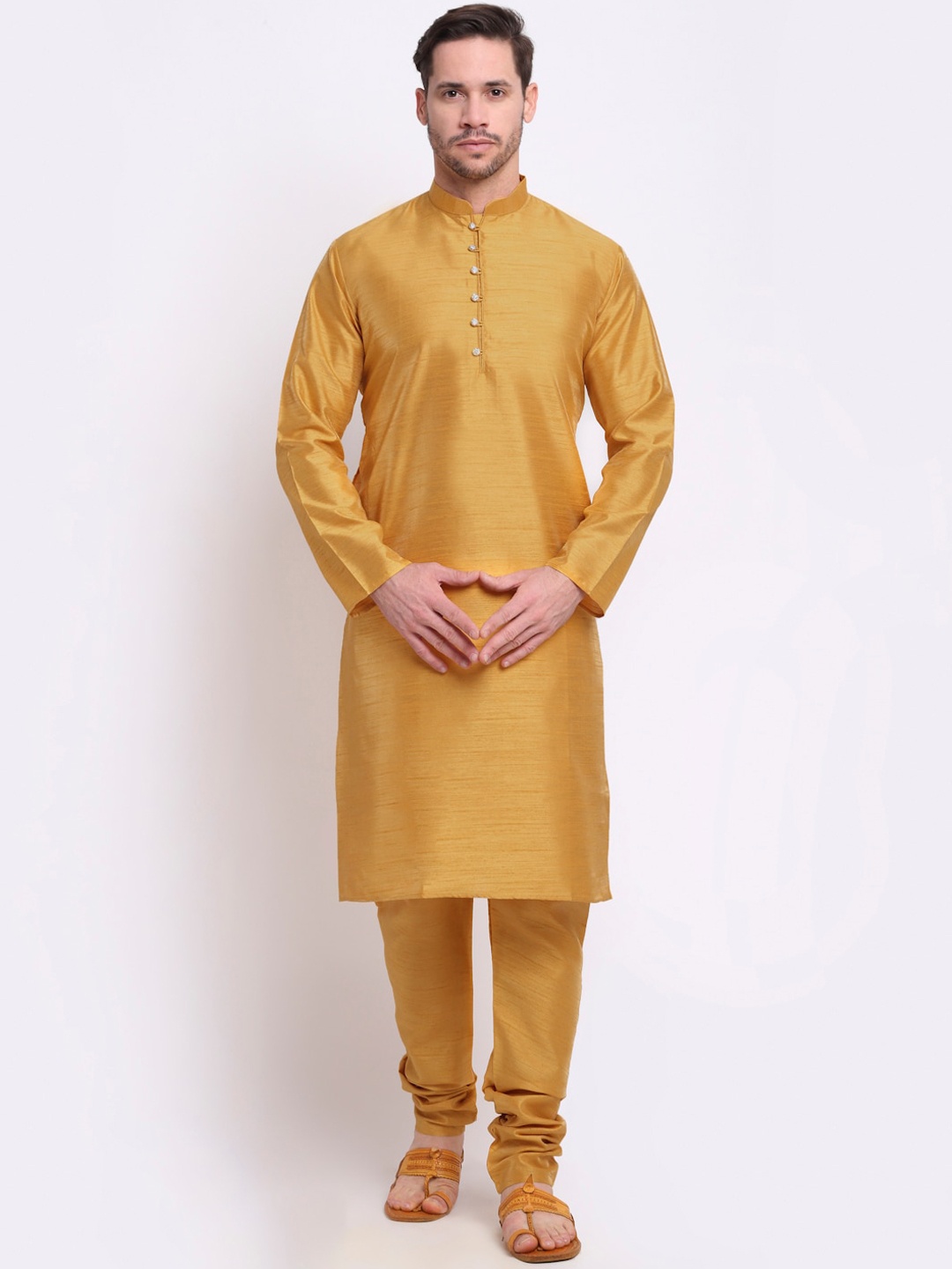 

KRAFT INDIA Men Gold-Toned Regular Kurta with Churidar