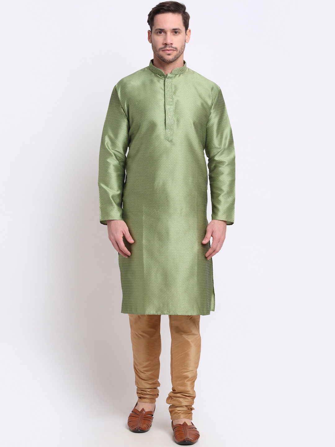 

KRAFT INDIA Men Olive Green Regular Kurta with Churidar