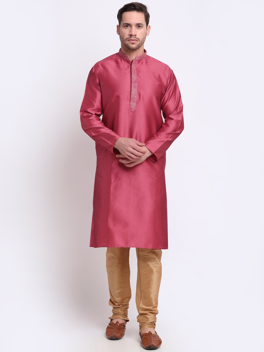 

KRAFT INDIA Men Pink Regular Kurta with Churidar