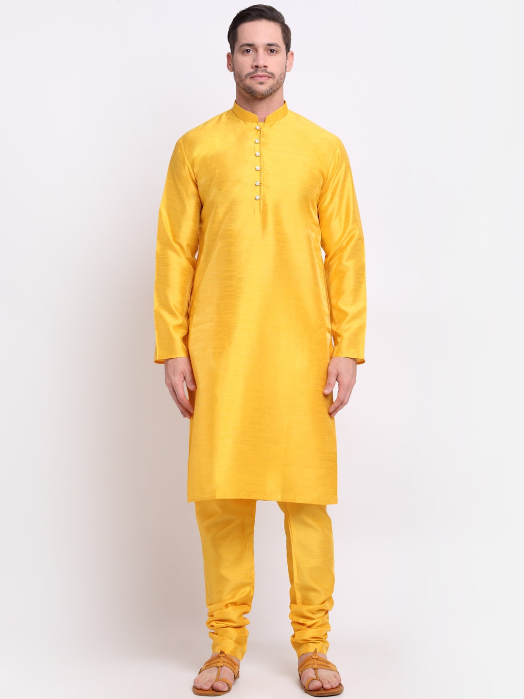 

KRAFT INDIA Men Yellow Thread Work Kurta