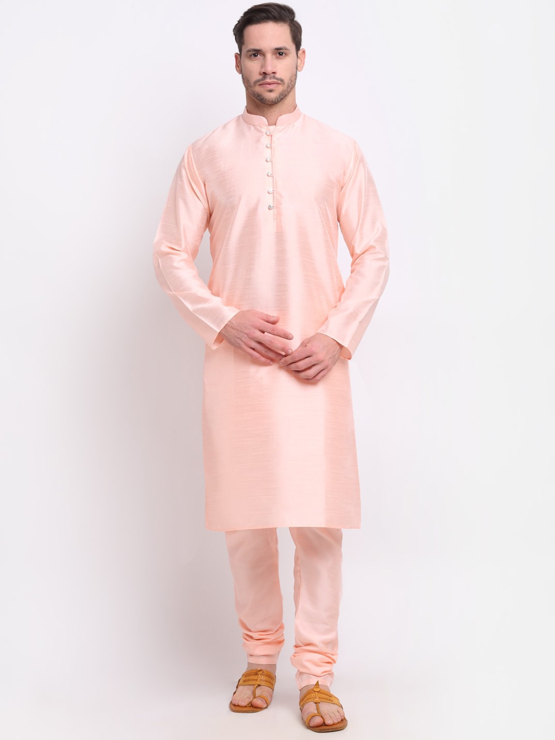 

KRAFT INDIA Men Pink Silk Blend Kurta