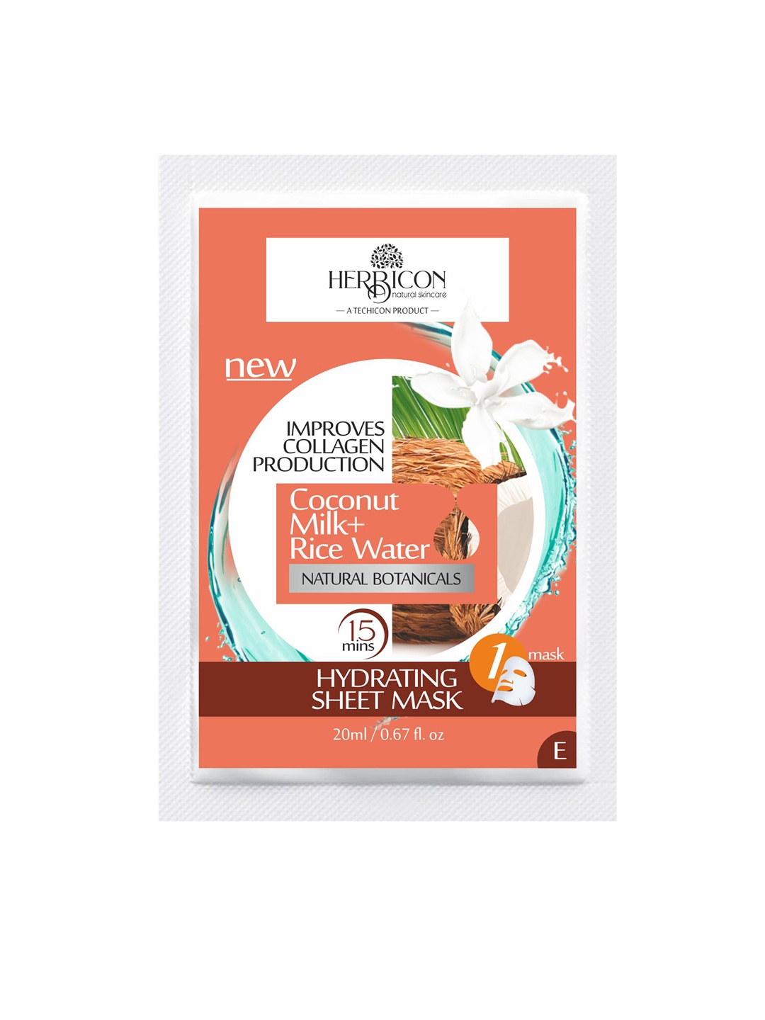 

HERBICON Face Sheet Mask With Rice Water & Coconut Milk 20 ml, Pink