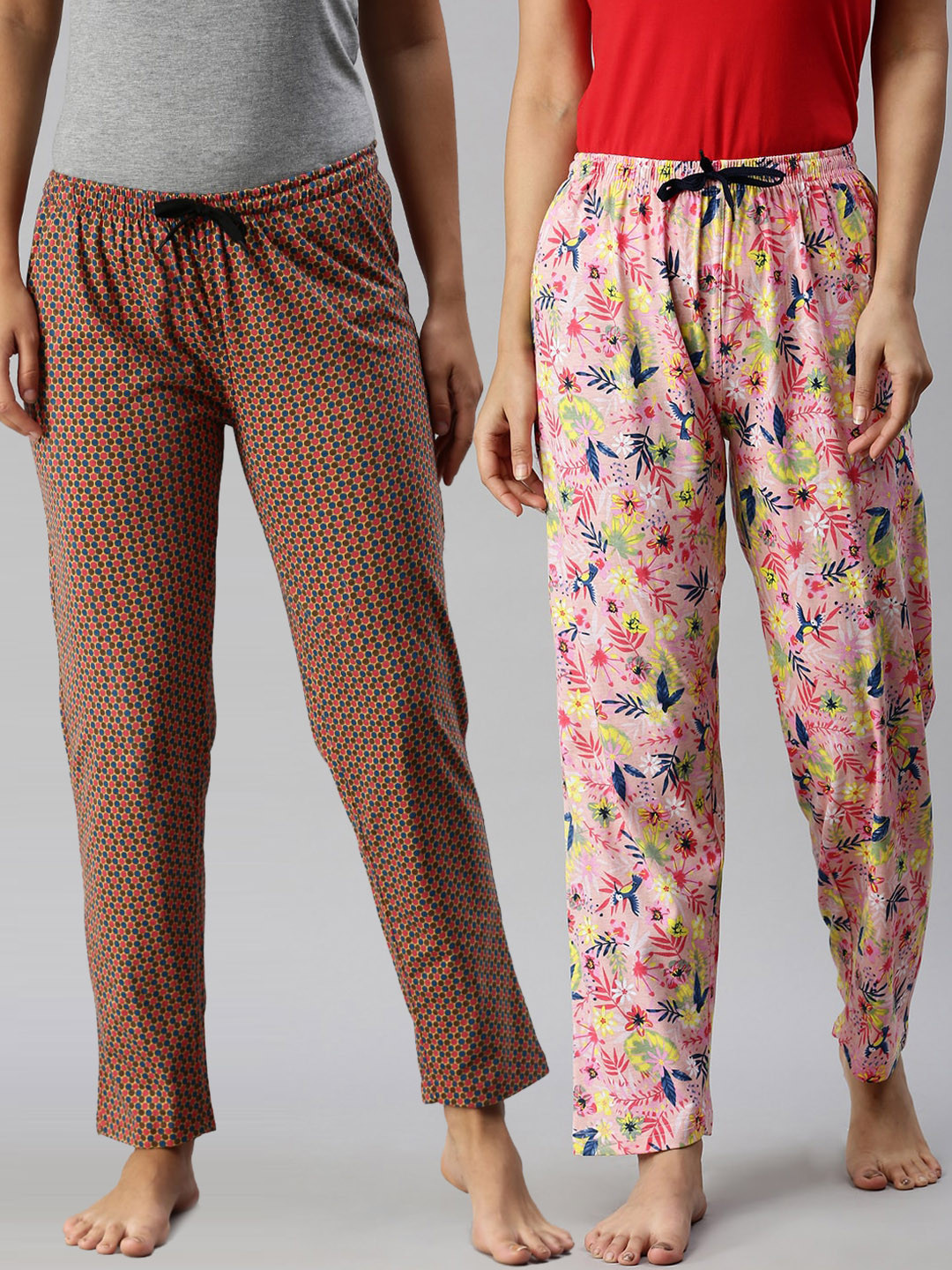 

Kryptic Women Pack Of 2 Pure Cotton Lounge Pants, Pink