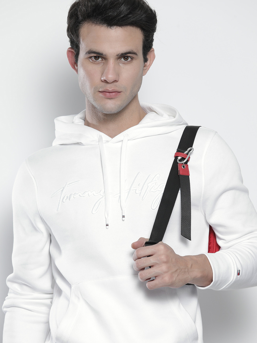 

Tommy Hilfiger Men White Embroidered Hooded Sweatshirt
