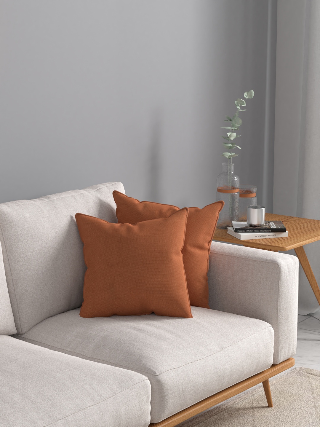 

ROSARA HOME Brown Set of 2 Velvet Square Cushion Covers