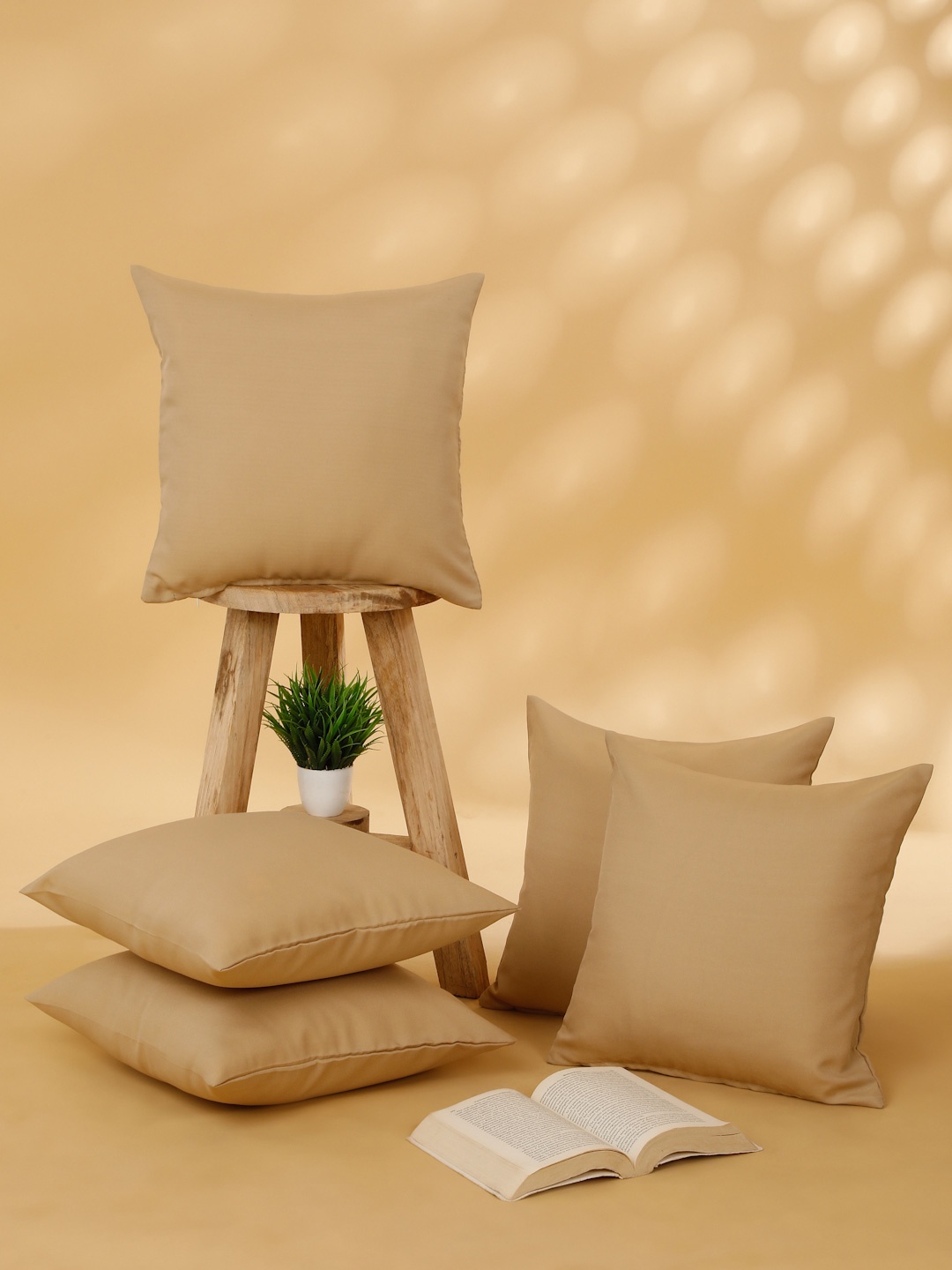 

ROSARA HOME Beige Set of 5 Square Cushion Covers