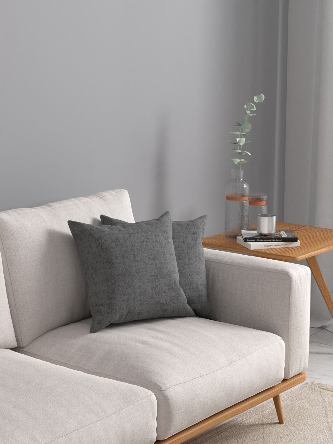 

ROSARA HOME Grey Set of 2 Square Cushion Covers