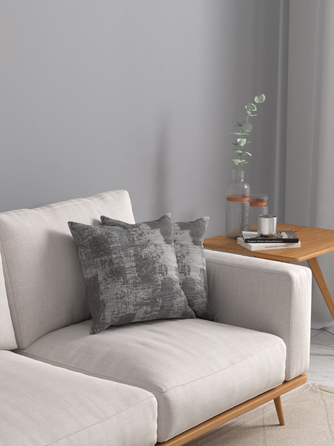 

ROSARA HOME Grey Set of 2 Square Cushion Covers