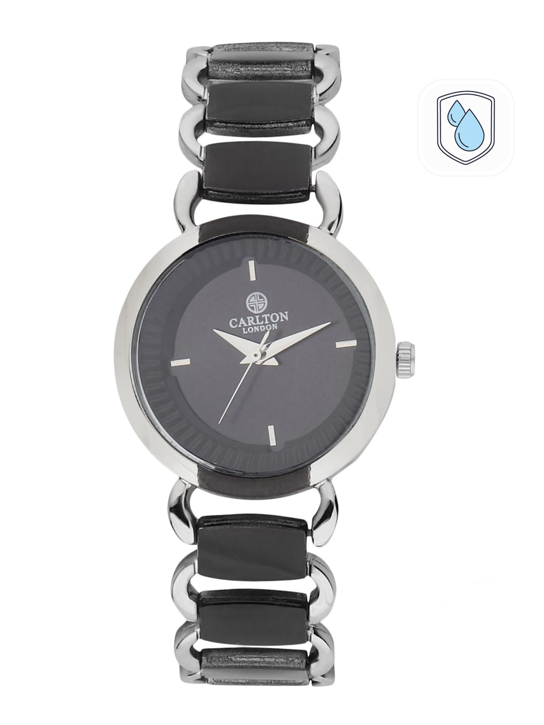 

Carlton London Women Black Dial & Black Stainless Steel Bracelet Style Straps Analogue Watch CL058SIBKBK