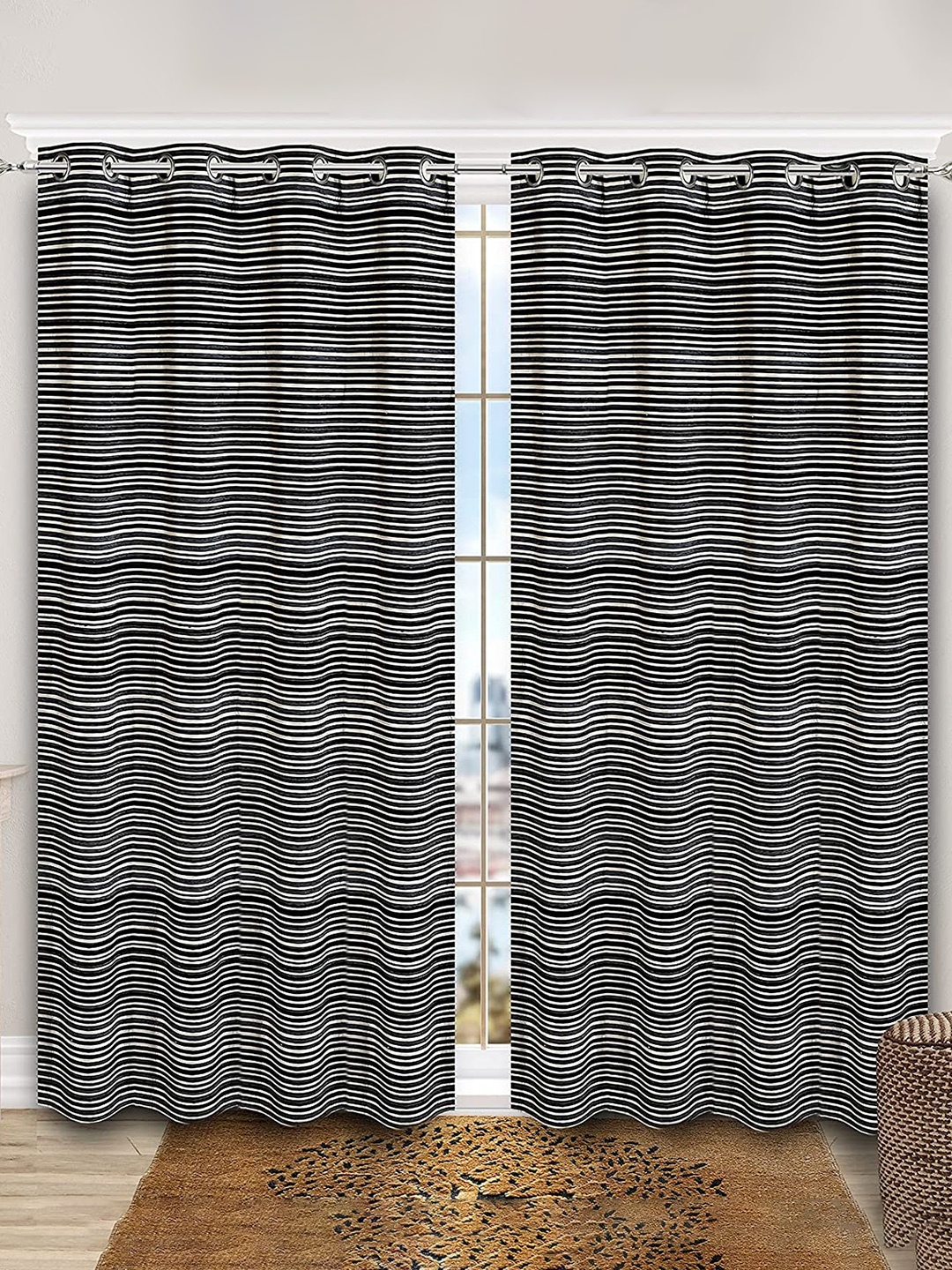 

Saral Home Chenille Blackout Set of 2 Grey Long Door Curtains