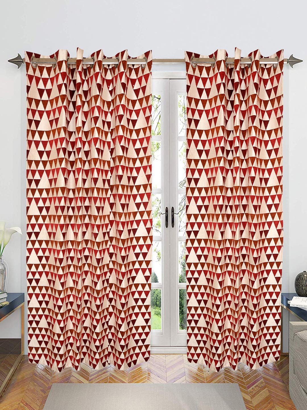 

Saral Home Hill Chenille Blackout Set of 2 Long Door Curtains, Red