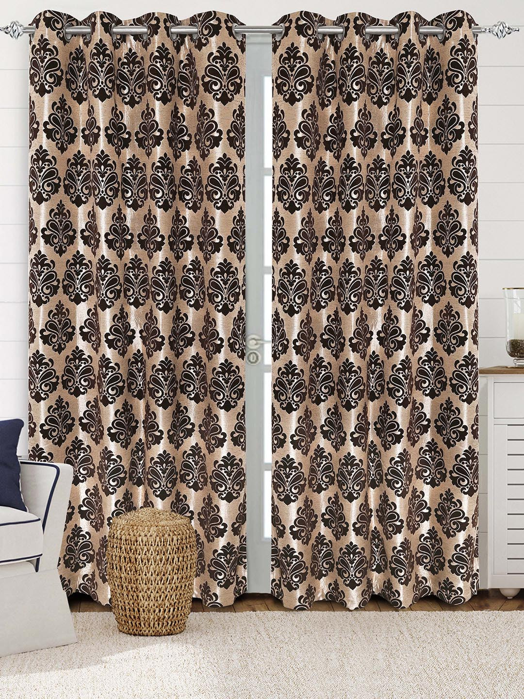 Saral Home Medallion Chenille Blackout Set of 2 Long Door Curtains