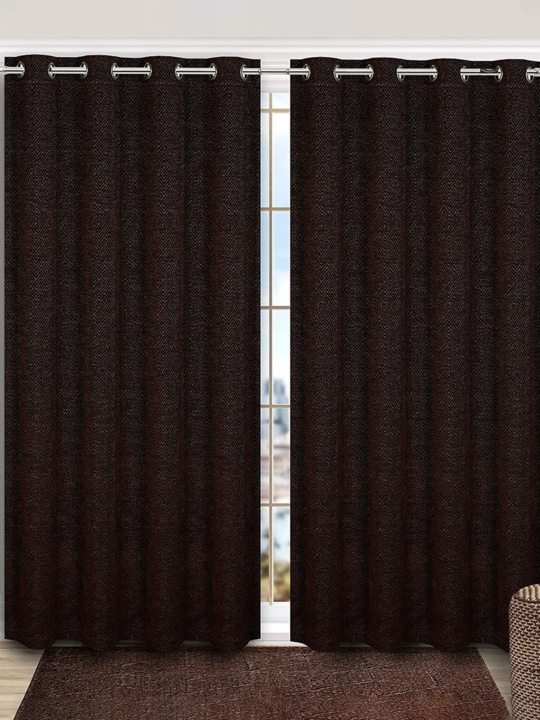 

Saral Home Pacman Chenille BlackoutSet of 2 Brown Long Door Curtains