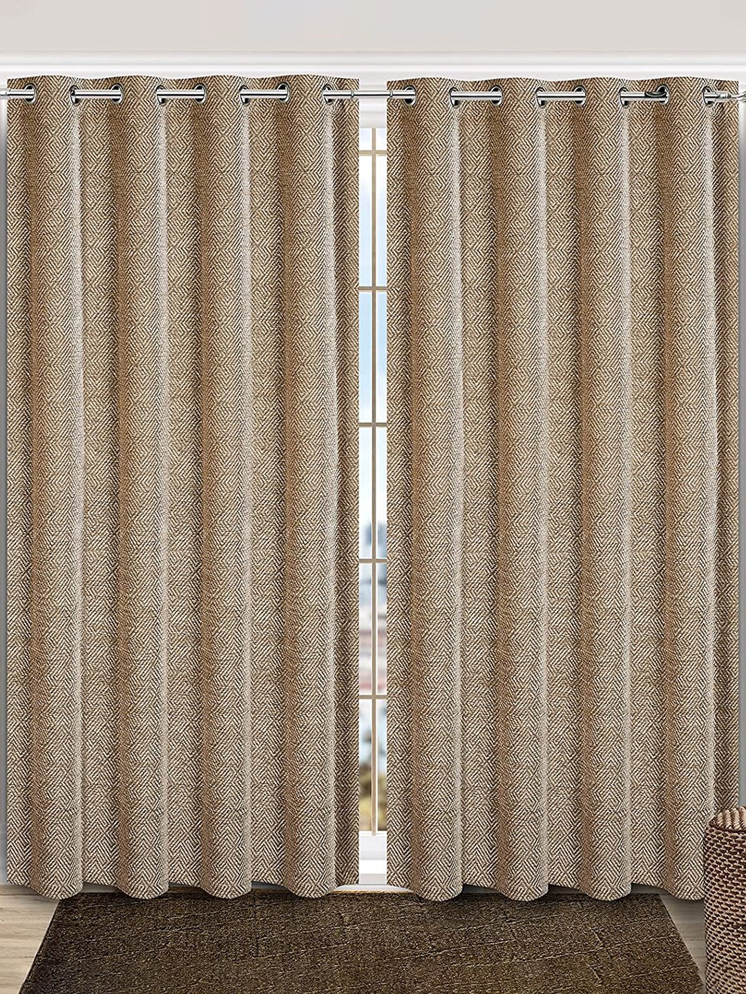 

Saral Home Pacman Chenille BlackoutSet of 2 Beige Long Door Curtains