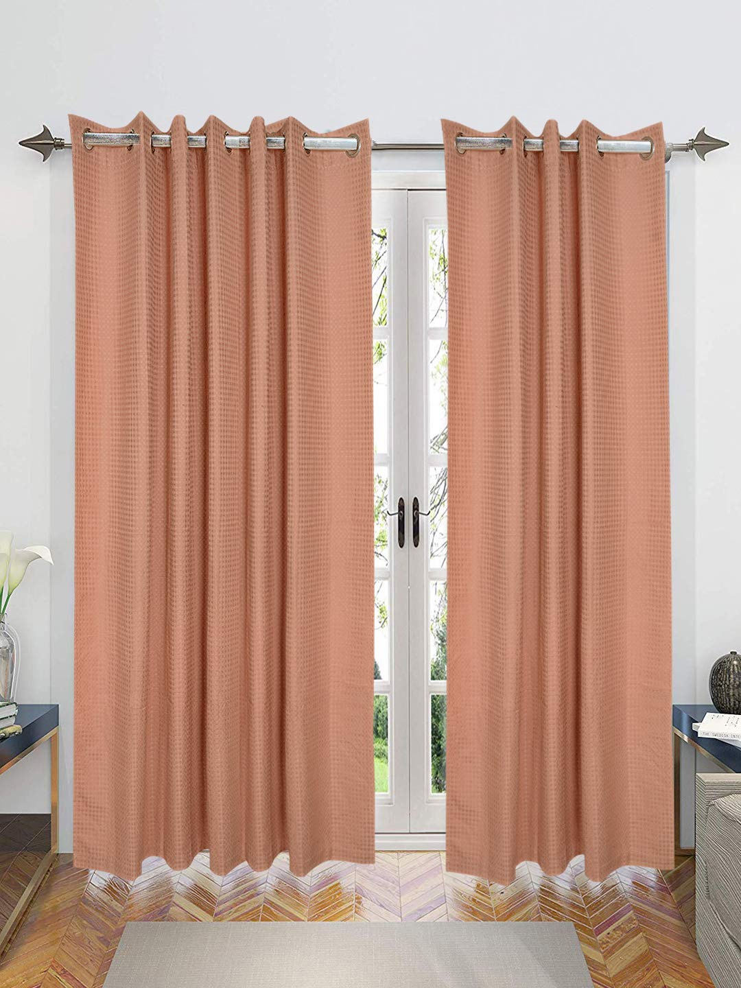 

Saral Home Waffle Cotton Set of 2 Beige Long Door Curtains