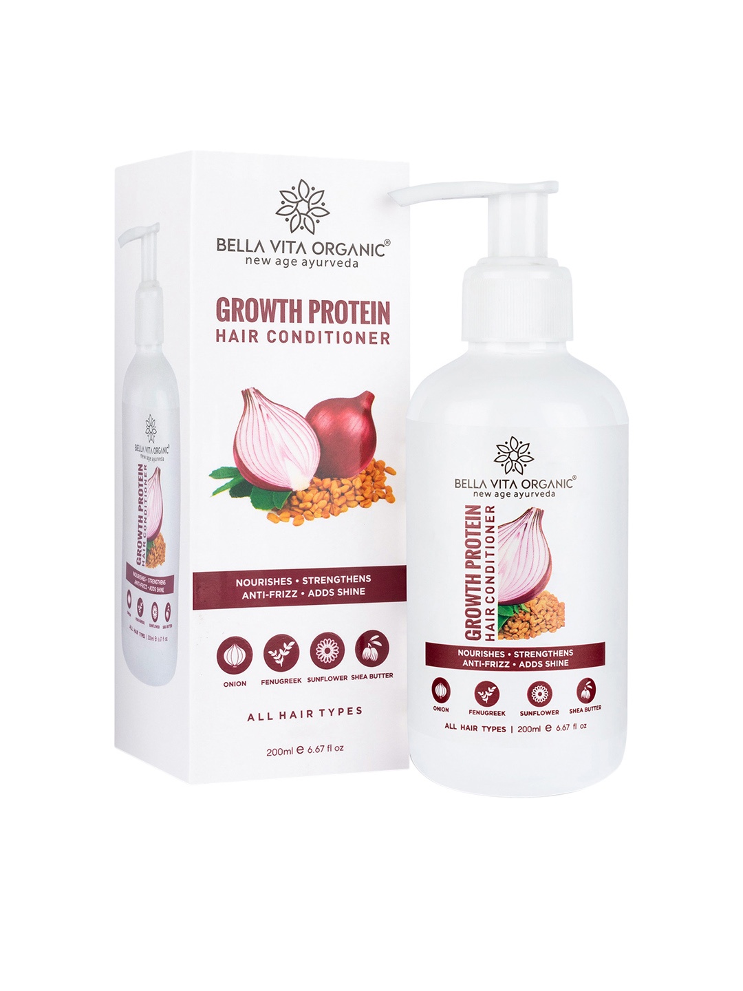 

Bella Vita Organic Unisex Growth Protein Natural Hair Conditioner- 225 ml, White
