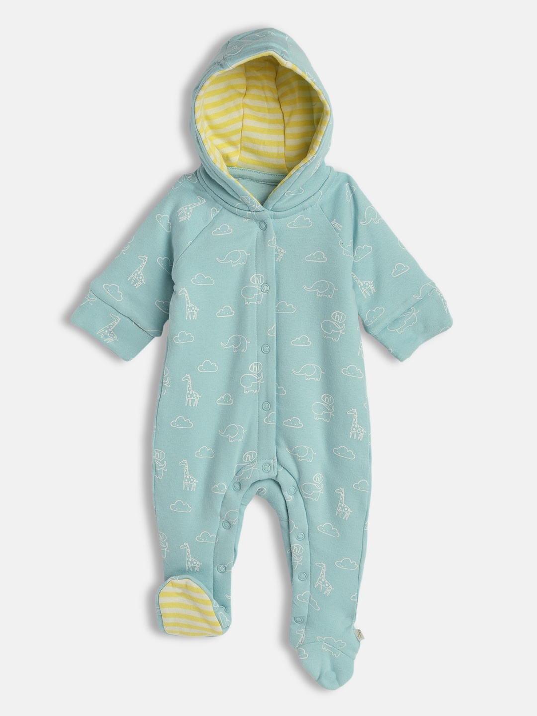 

H By Hamleys Infant Boy Turquoise Blue Printed Pure Cotton Sleep Suit