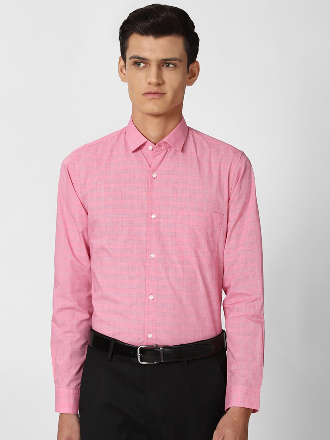 

Peter England Men Pink Slim Fit Micro Checks Checked Formal Shirt