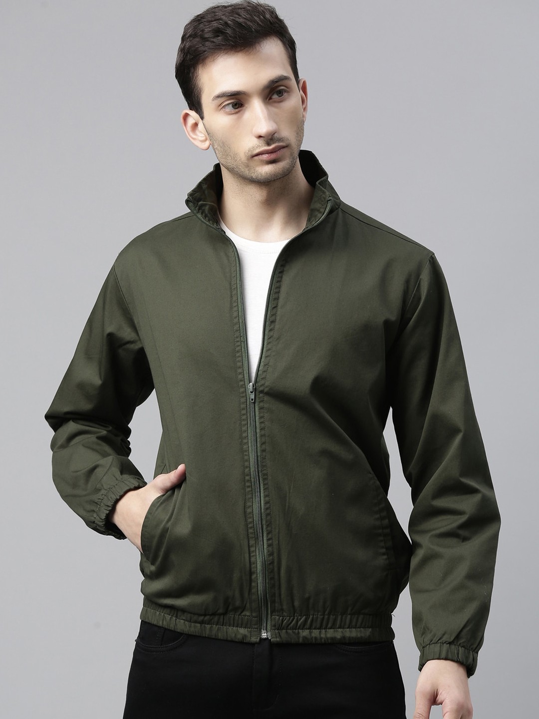 

CINOCCI Men Olive Green Sporty Jacket