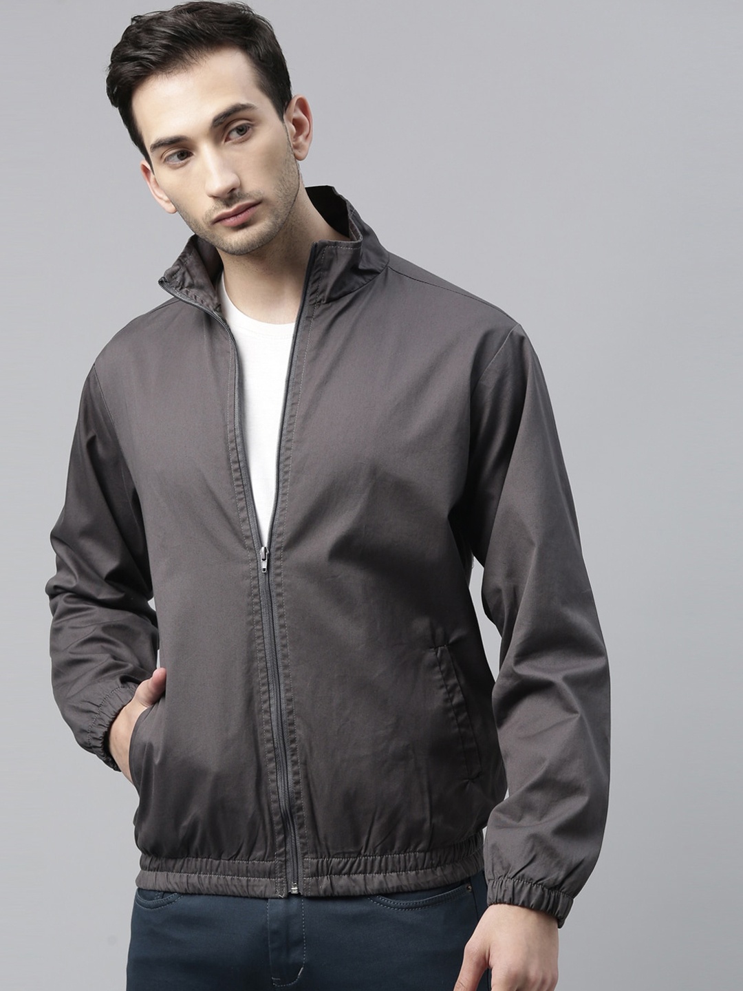 

CINOCCI Men Grey Sporty Jacket