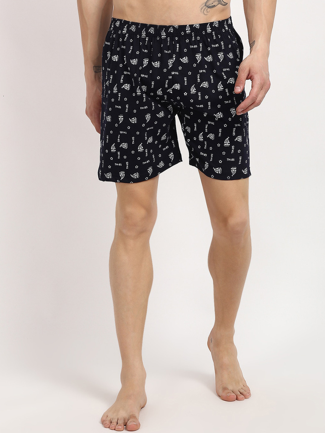 

V2 Value & Variety Men Navy Blue & White Printed Pure Cotton Boxer 1114056013007