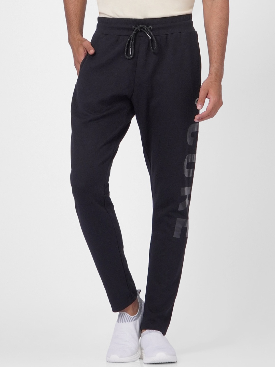 

Jack & Jones Men Black Solid Cotton Track Pants