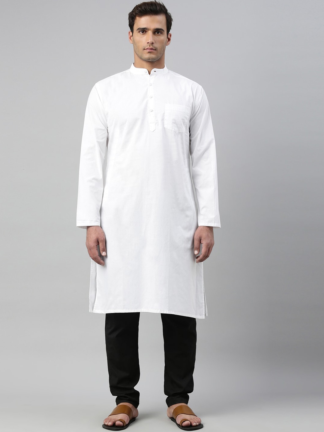 

WHITE HEART Men White Thread Work White Romance Kurta