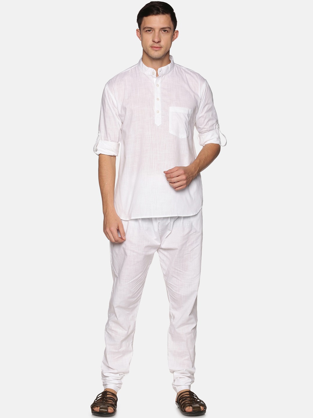 

Sethukrishna Men White Regular Pure Cotton Kurta with Pyjamas