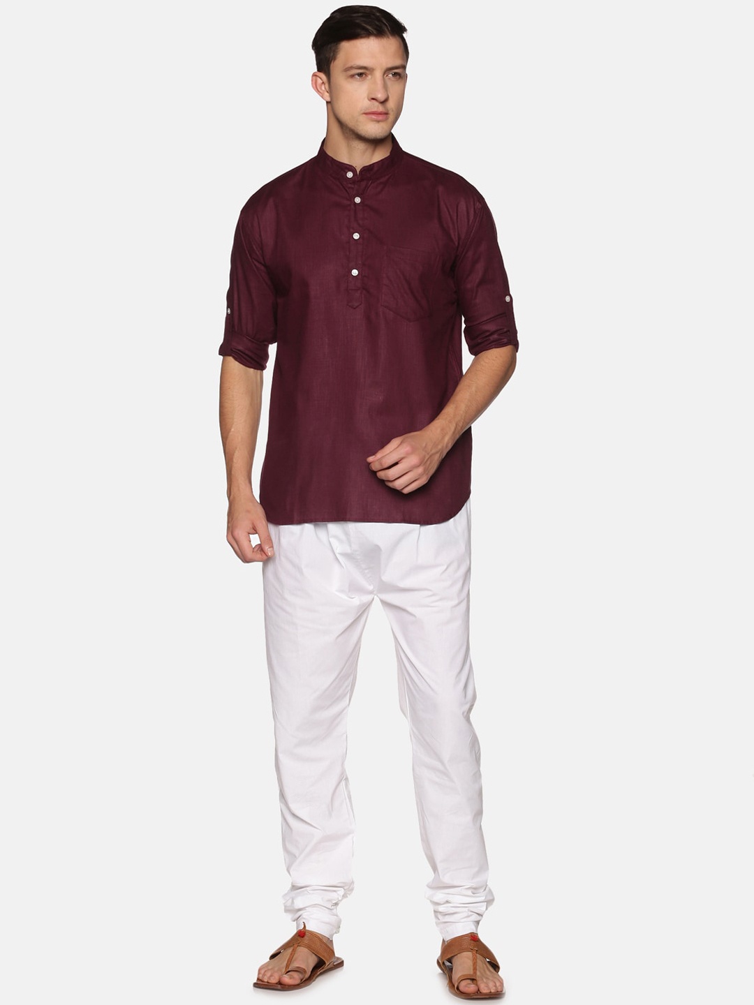 

Sethukrishna Men Maroon Regular Pure Cotton Kurta with Pyjamas