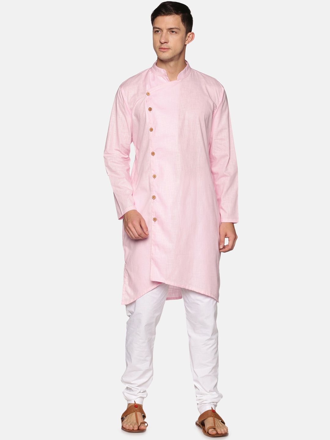 

Sethukrishna Men Pink Regular Pure Cotton Kurta with Pyjamas