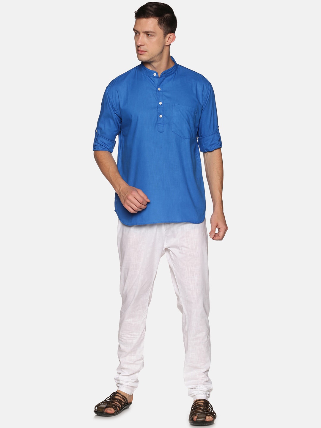 

Sethukrishna Men Blue Regular Pure Cotton Kurta with Pyjamas