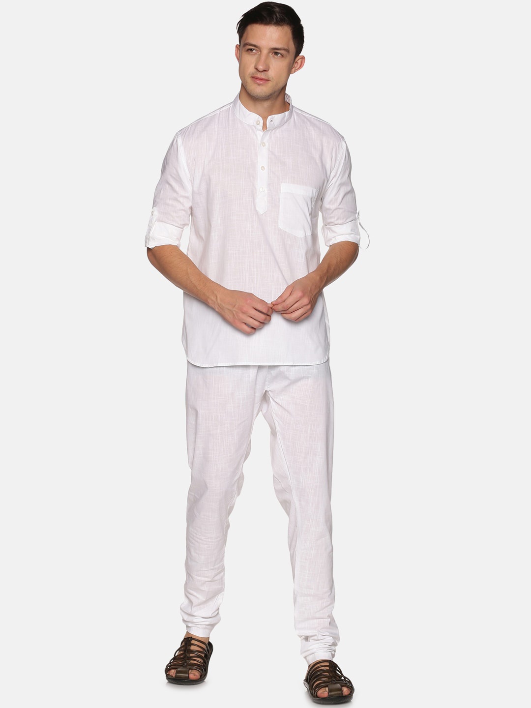 

Sethukrishna Men White Pure Cotton Kurta with Churidar