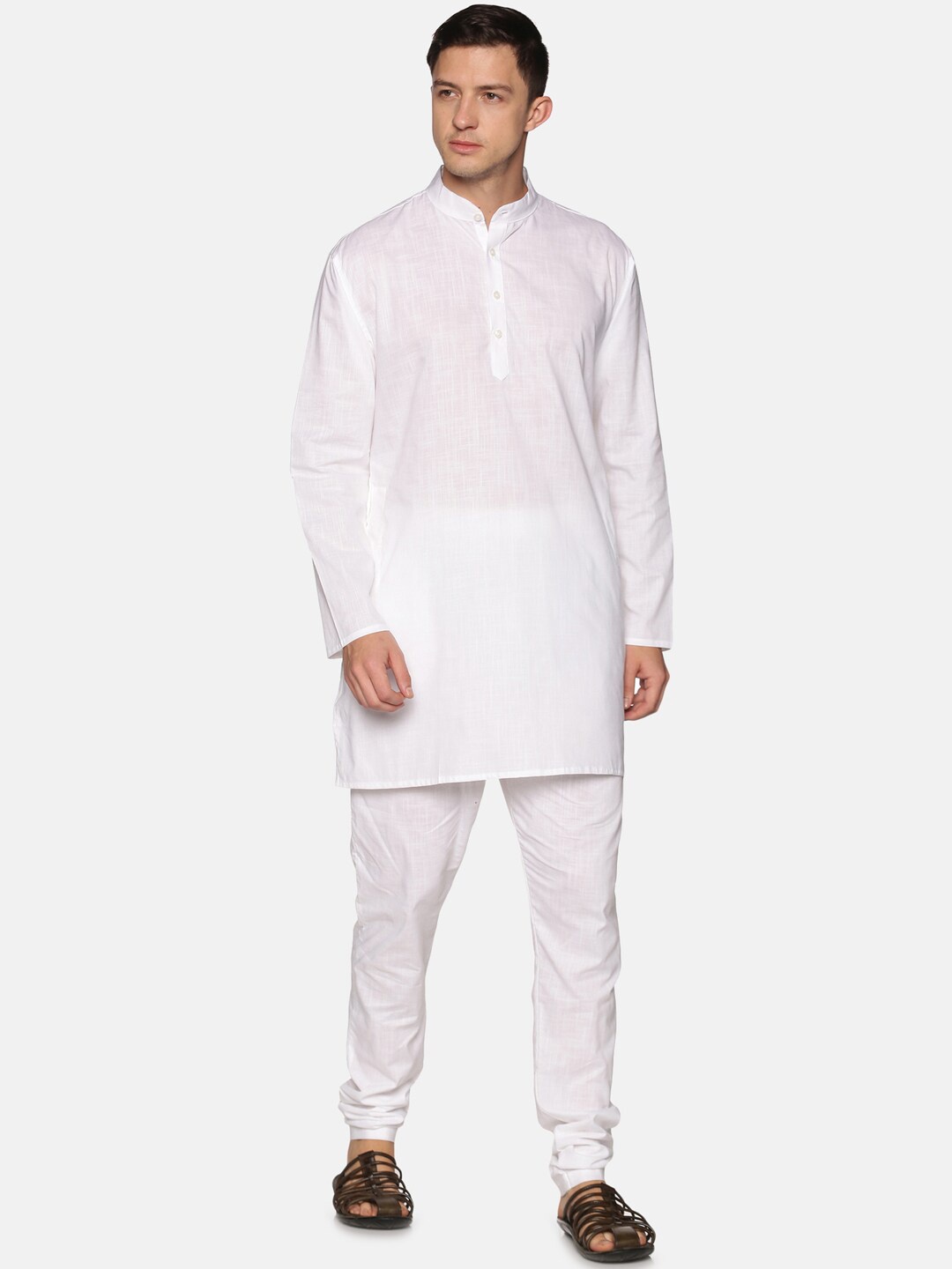 

Sethukrishna Men White Regular Pure Cotton Kurta with Pyjamas
