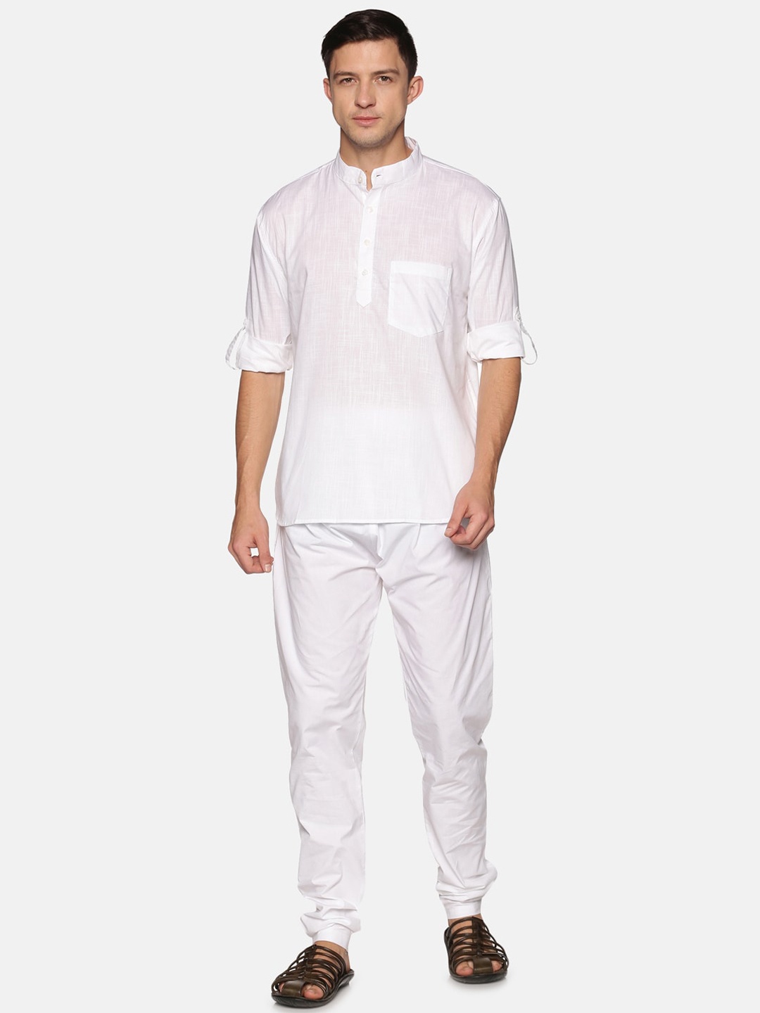 

Sethukrishna Men White Regular Pure Cotton Kurta with Pyjamas