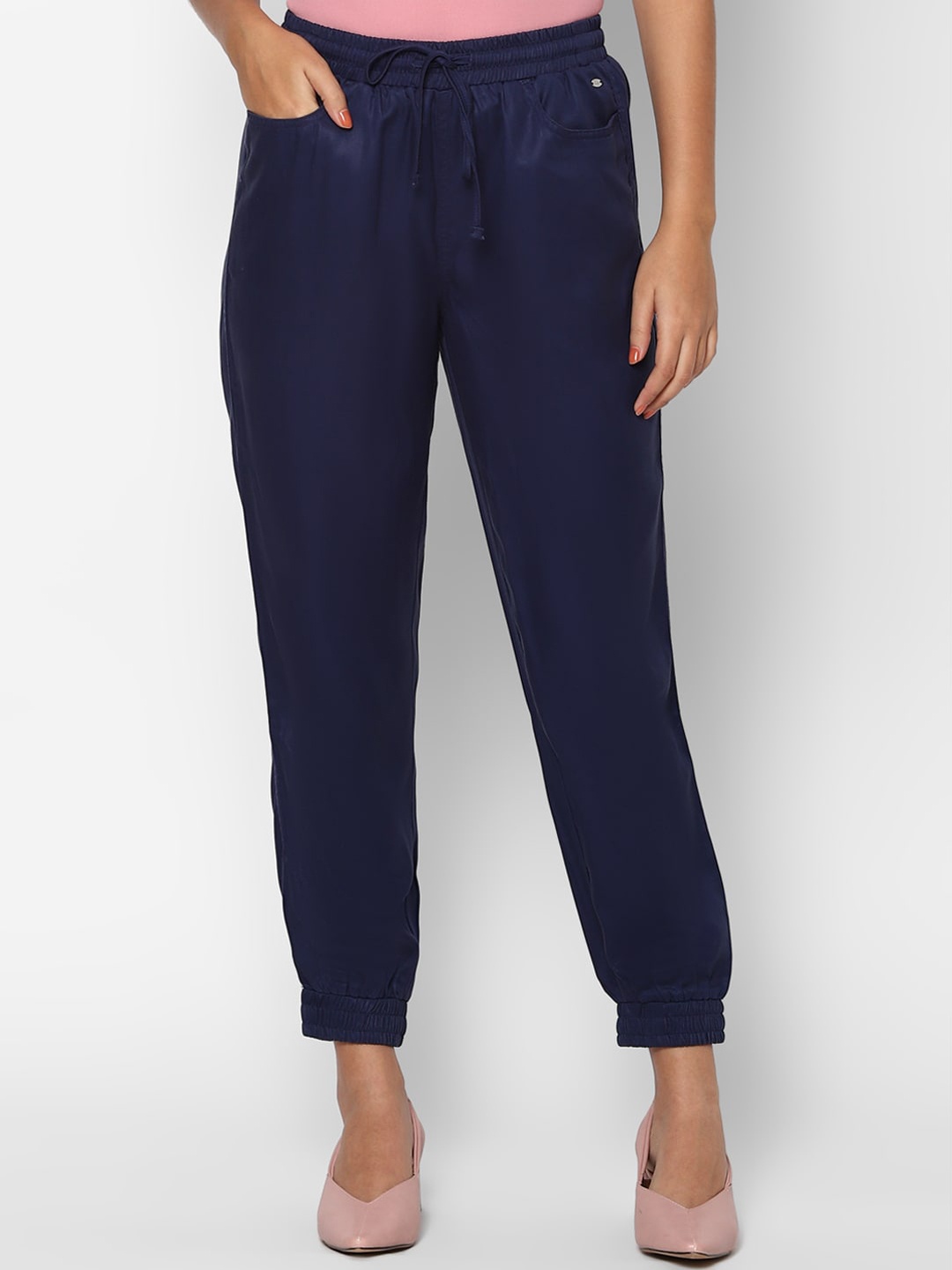 

Allen Solly Woman Women Navy Blue Solid Joggers