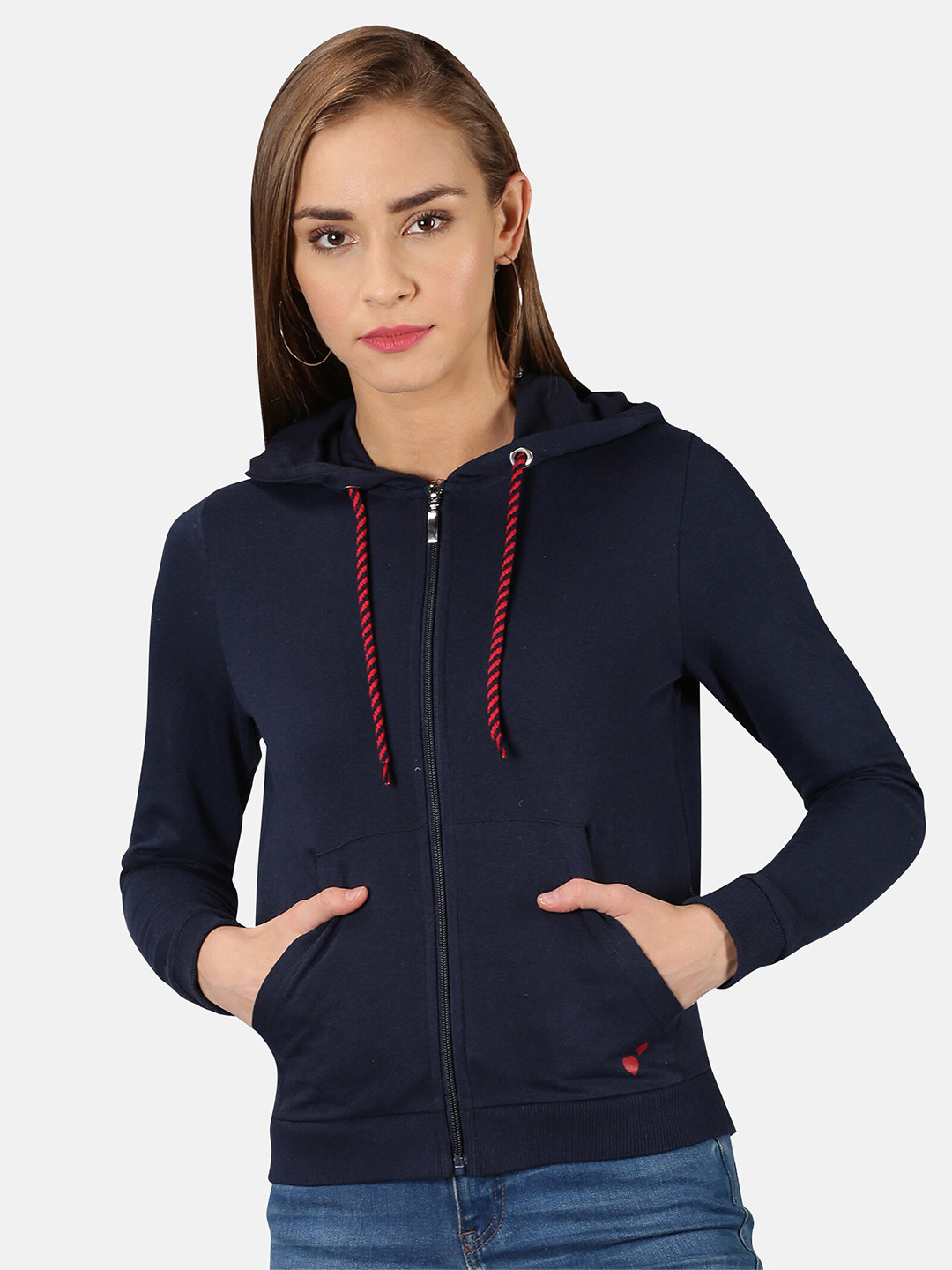 

UrGear Women Blue Solid Hooded Sweatshirt