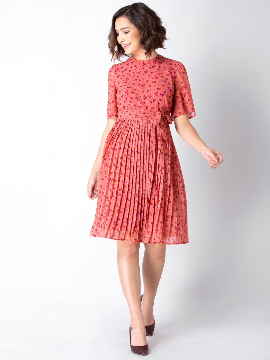 

FabAlley Coral Georgette Dress