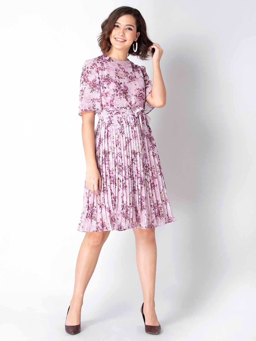 

FabAlley Pink Floral Georgette Dress