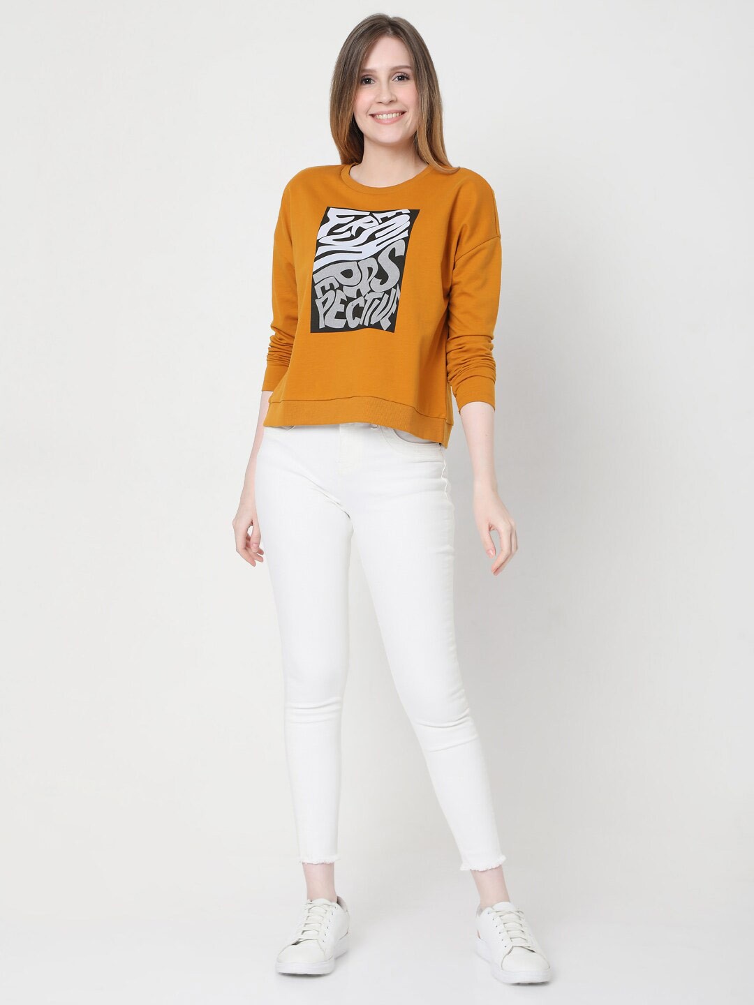 

Vero Moda Women Orange Printed Sweatshirt