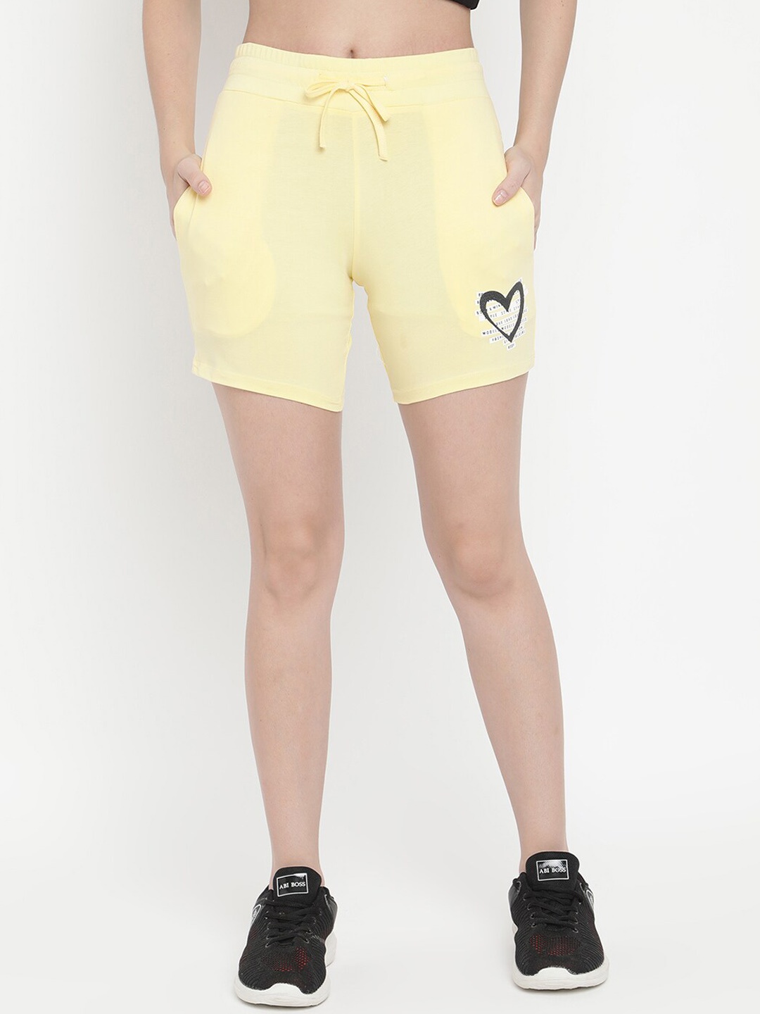 

V2 Value & Variety Women Yellow & Black Printed Cotton Hot Pants