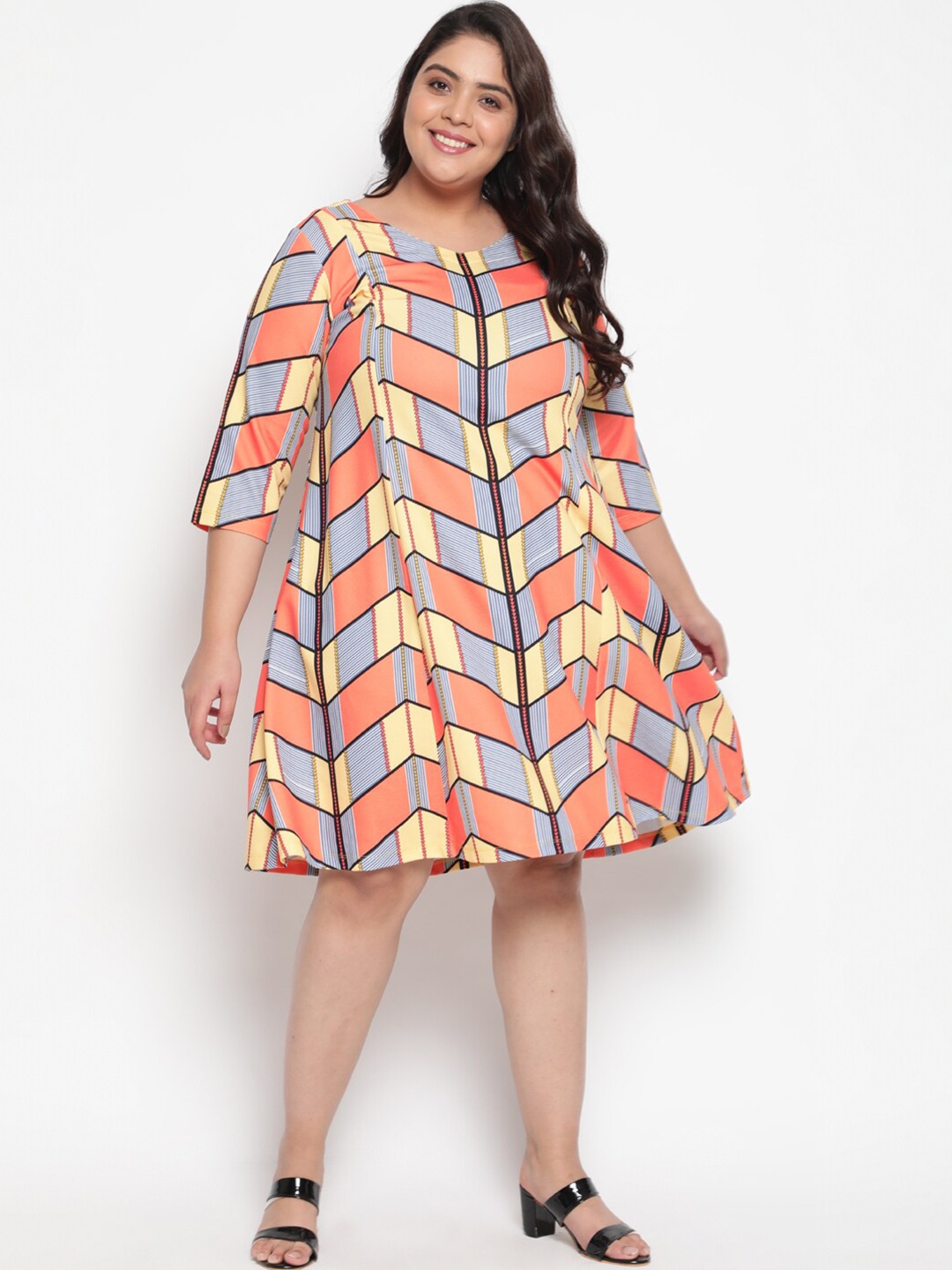 

Amydus Women Plus Size Multicoloured A-Line Dress, Multi