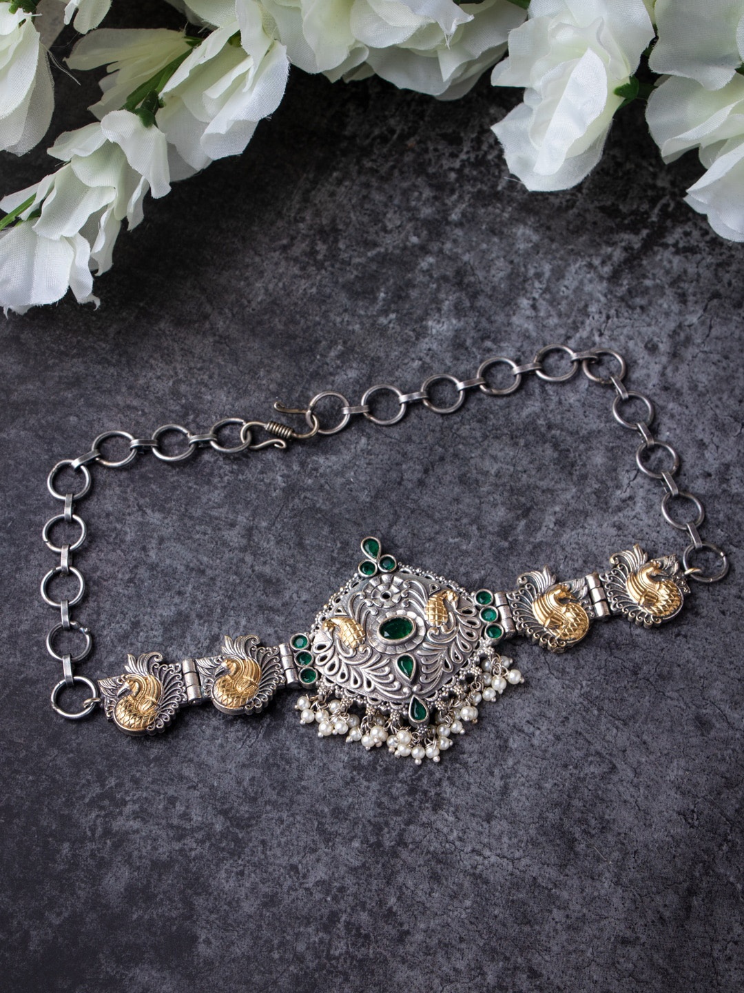 

MORKANTH JEWELLERY Women Oxidiised Silver Plated German Silver Choker