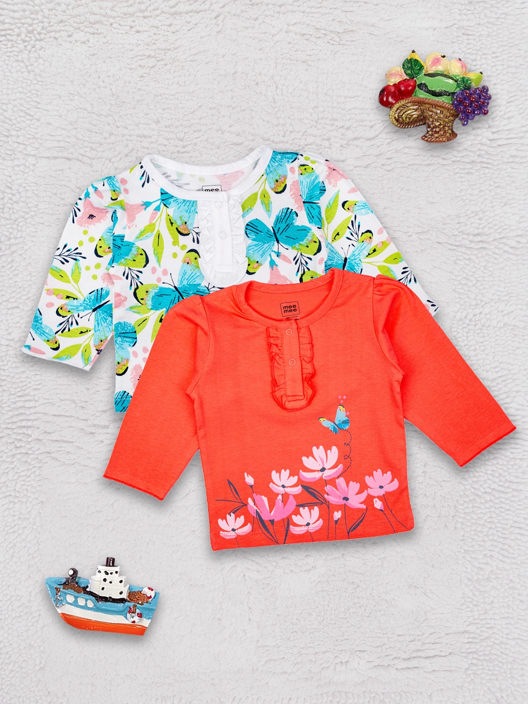 

MeeMee White Floral Regular Top