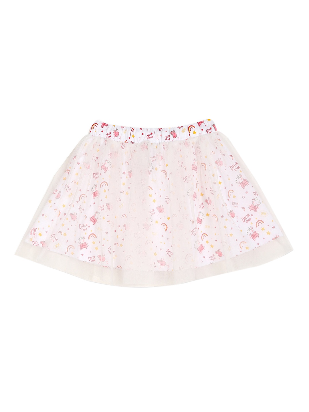 

Colt Girls White & Pink Printed Layered Mini Flared Skirt