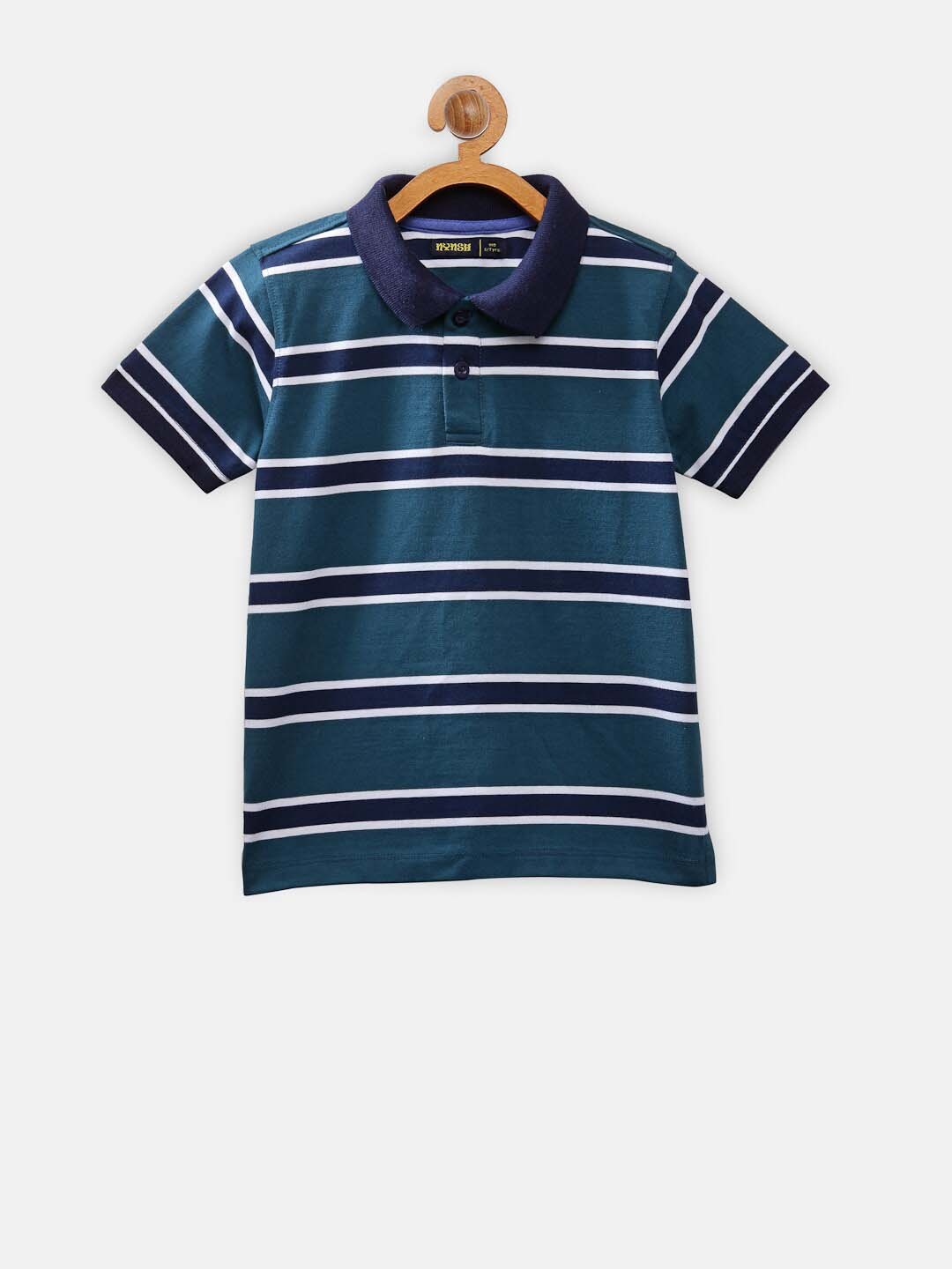 

NYNSH Boys Green Striped Polo Collar T-shirt