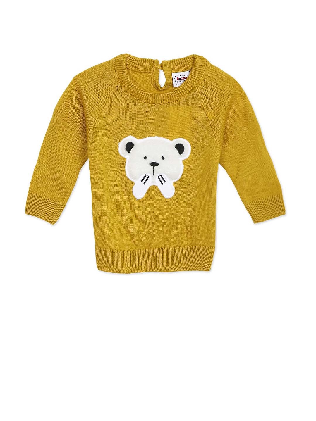 

Donuts Girls Yellow & White Animal Printed Pullover with Applique Detail